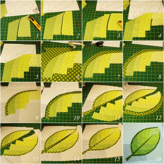 A step-by-step guide to making an improvised patchwork leaf block by Granny Maud's Girl