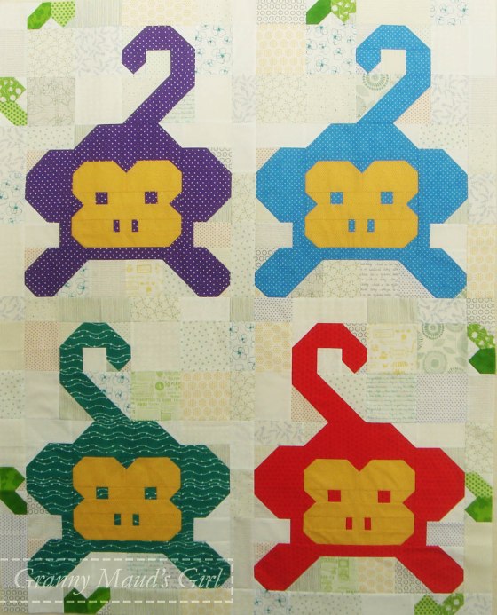 Monkey Business baby quilt made using the Fat Quarter Shop's free mini quilt pattern